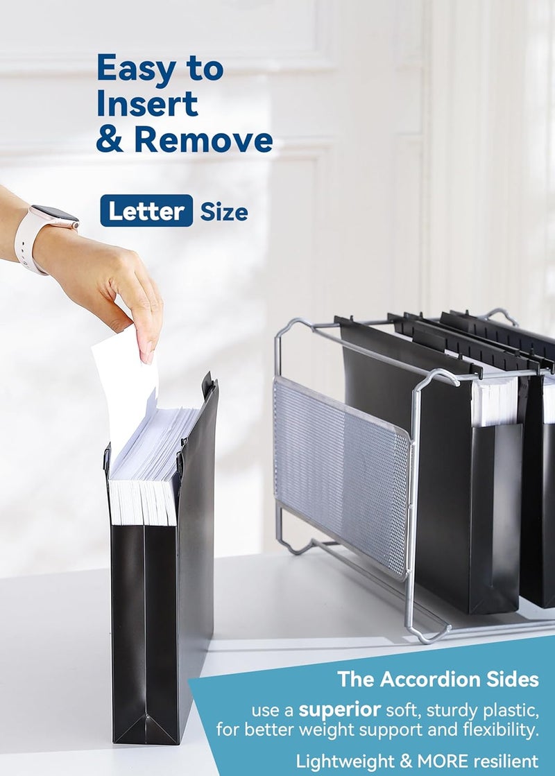 SortRax Plastic Extra Capacity Hanging File Folders, 2" Expanding Pocket, Heavy Duty for Filing Cabinet, Insertable 1/5-Cut Tabs, Letter Size - 12 Pack - Image 3